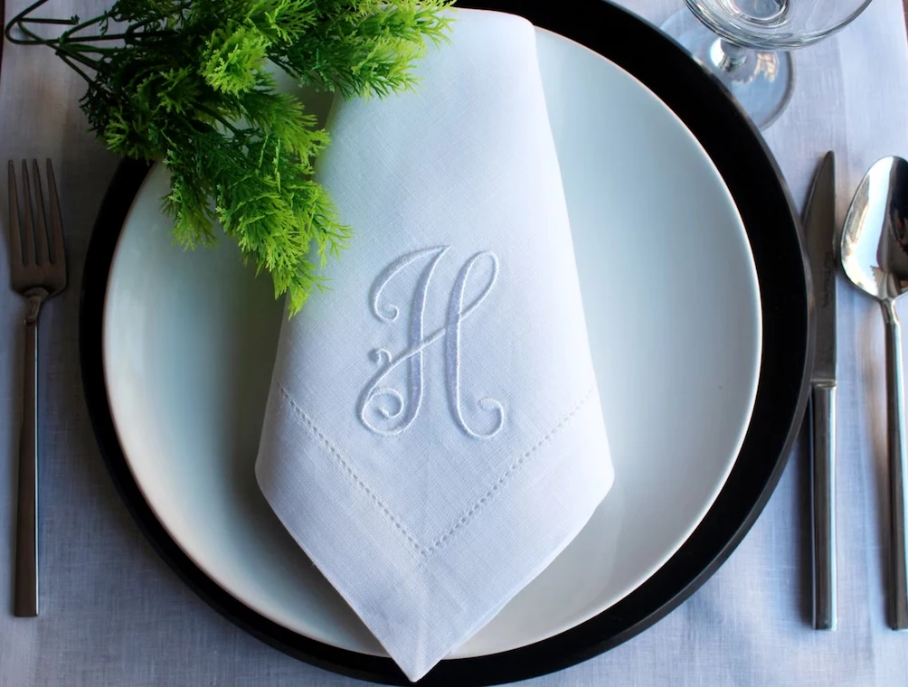 100 Linen Hemstitch Tea Napkin Fine Dining Table Linen White