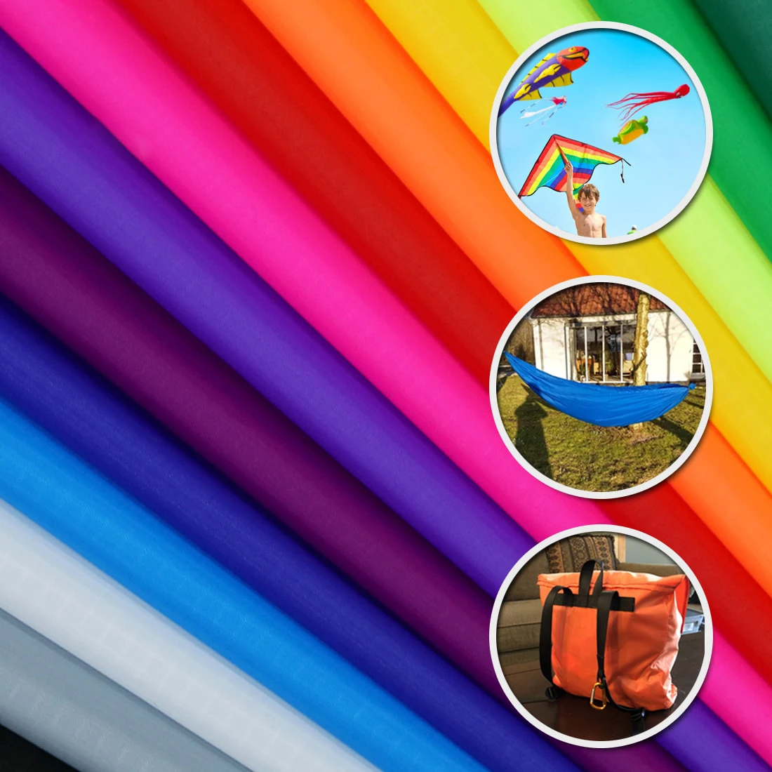 Ripstop Polyester Fabric by the Yard UV-resistnce Outdoor Fabric Cloth for Kite Banner Hammock DIY Projects Material