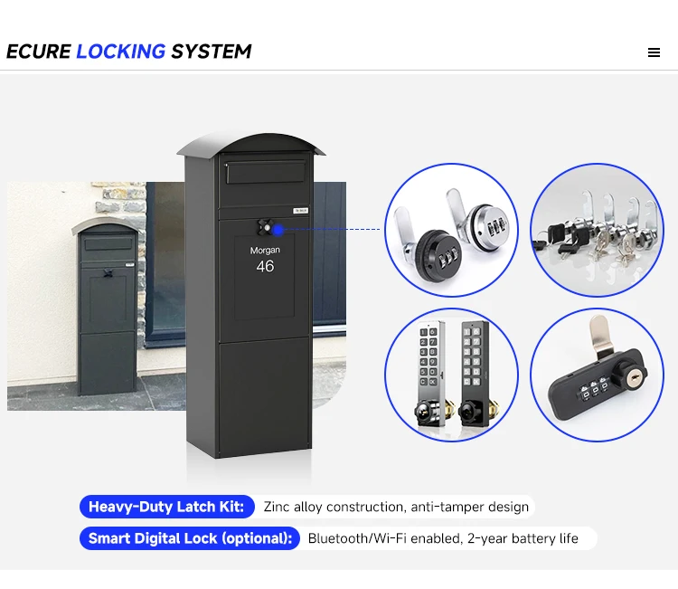 Wall Mounted Secure Packing Mailing Sealable Safe Security Parcel Delivery Lock Drop Mail Letter Box