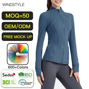 OEM/ODM Women's Sport Jacket with Women's Yoga Wear Long Sleeve Slim Sweatshirt Jacket Velvet Zipper Cardigan Stand Coat