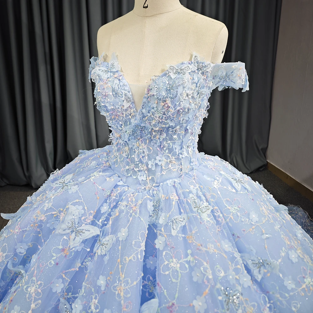Blue Cinderella Wedding Dresses 2018 18th Birthday Blue Gown For Debut  Princess Ball Dress