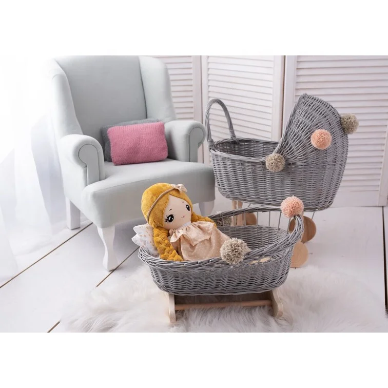 Carrozzina vimini per bambole ecrù Egmont Toys