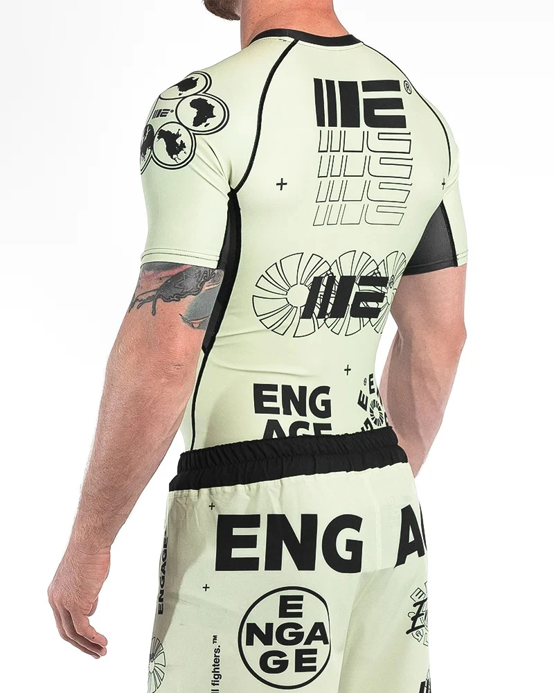 Custom Printed Rash Guard Sublimation Printed Rashguard Mma Rushguard Bjj OEM Mma Rashguard for Men Short Sleeve Rash Guard