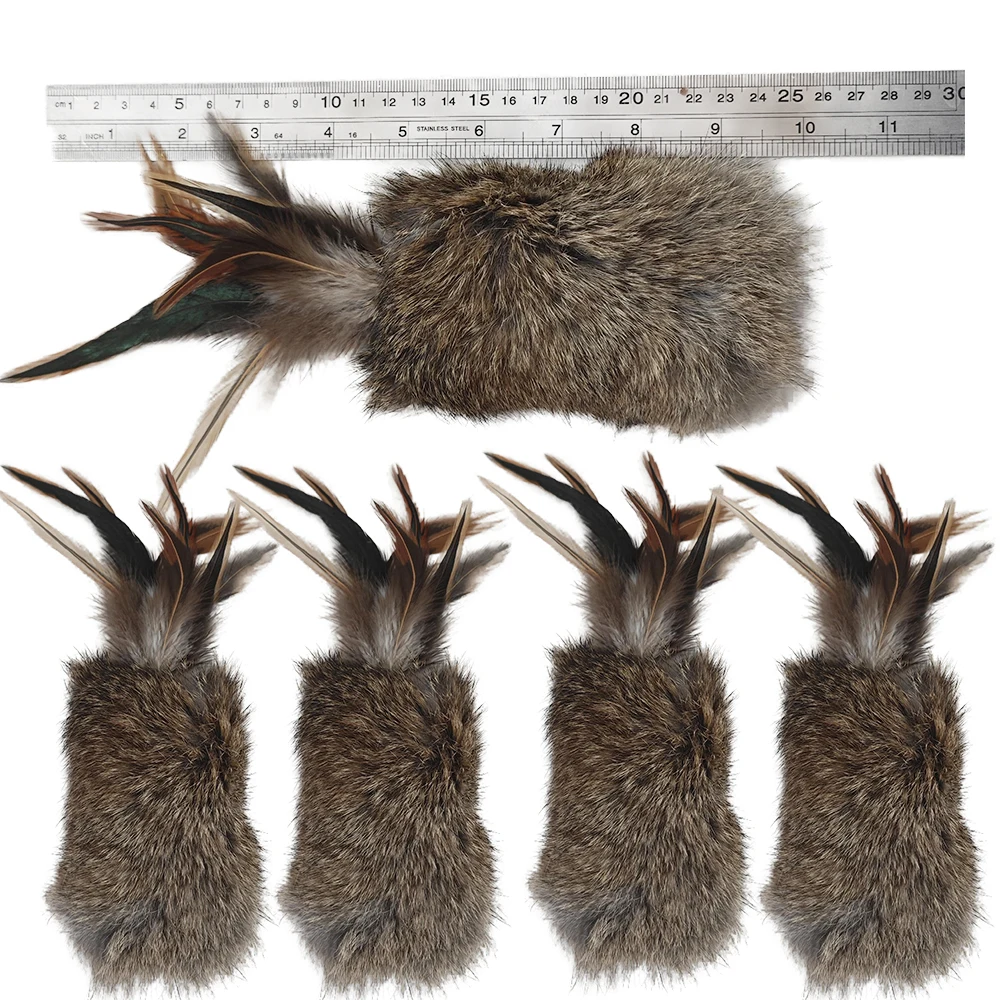 Factory Direct Supply Pet Toys Real Rabbit Fur Cat Teaser Colorful Feather Stick Dog Training Toys Play Supplies Pet Products