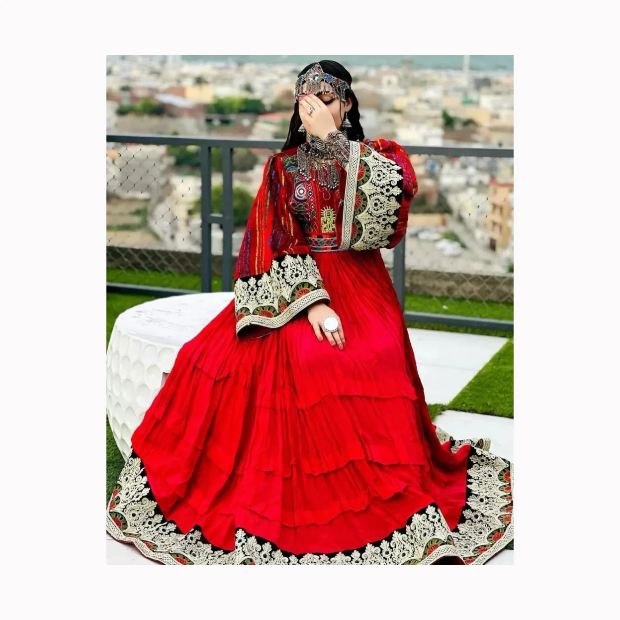 open lace back dress Raha Casual Afghani Dress (Two Piece)  Aawiz Collection