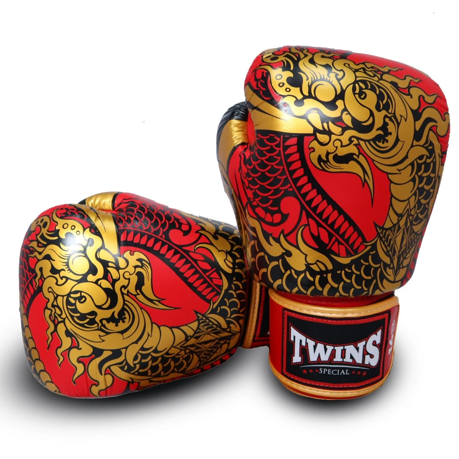 Best Selling 2024 Twins Boxing Gloves Red & Gold Dragon Customized With ...