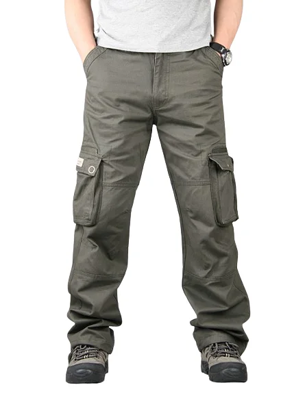 Spring Summer Full Length Plus Size Loose Type Multi Pocket Top Selling Cargo Pants for Men