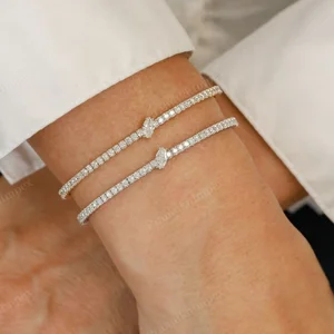 2026 New Arrival Sterling Silver Moissanite Bracelet Fully Iced Out Flexible Cuff Bracelet For Women Daily Wear Diamond Jewelry