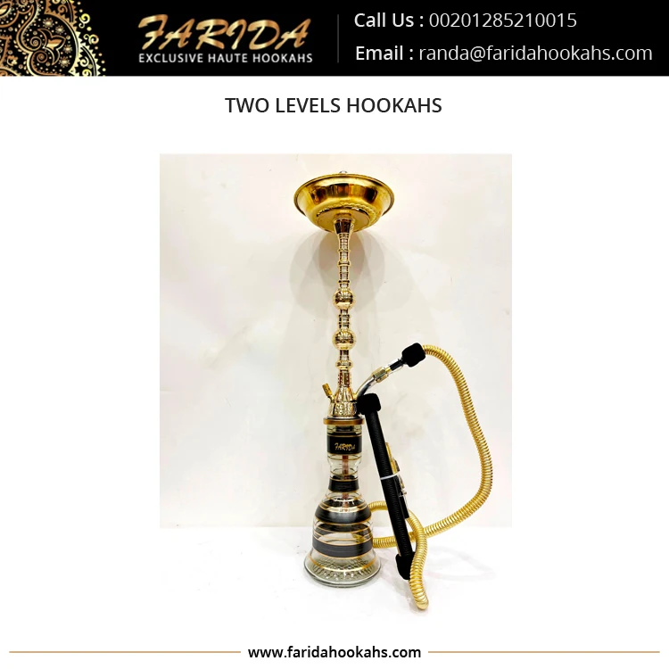 Hot Sale Egyptian Traditional Hookah Brass Deluxe Farida Two Levels