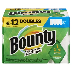 New Bounty Quick-Size 2 Ply White Paper Towels 16 Family Rolls = 40 Regular Rolls