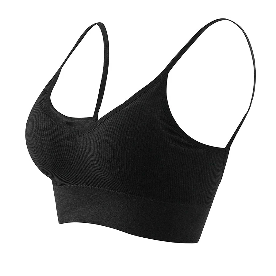 Black Soft Elastic Straps Sports Bras Wicking Low Moq Sexy Yoga & Gym
