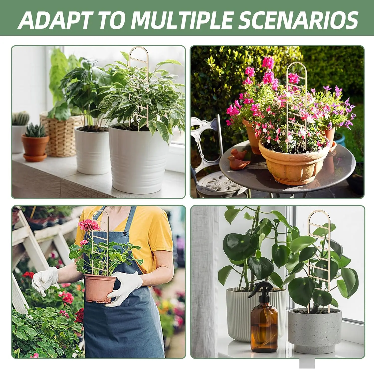 Wooden Trellis for Climbing Plants - Indoor Plant Support for Potted Plants,  Moisture-Proof Layer for Home Garden Use