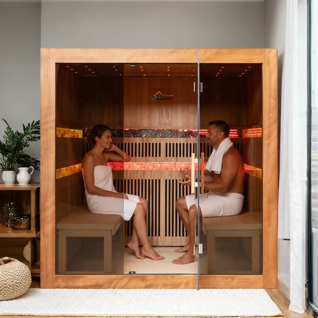 Modern Eco-friendly Private Space Far Infrared Solid Hemlock Wood Sauna 6 Years Factory Warranty Electric Heating Customizable