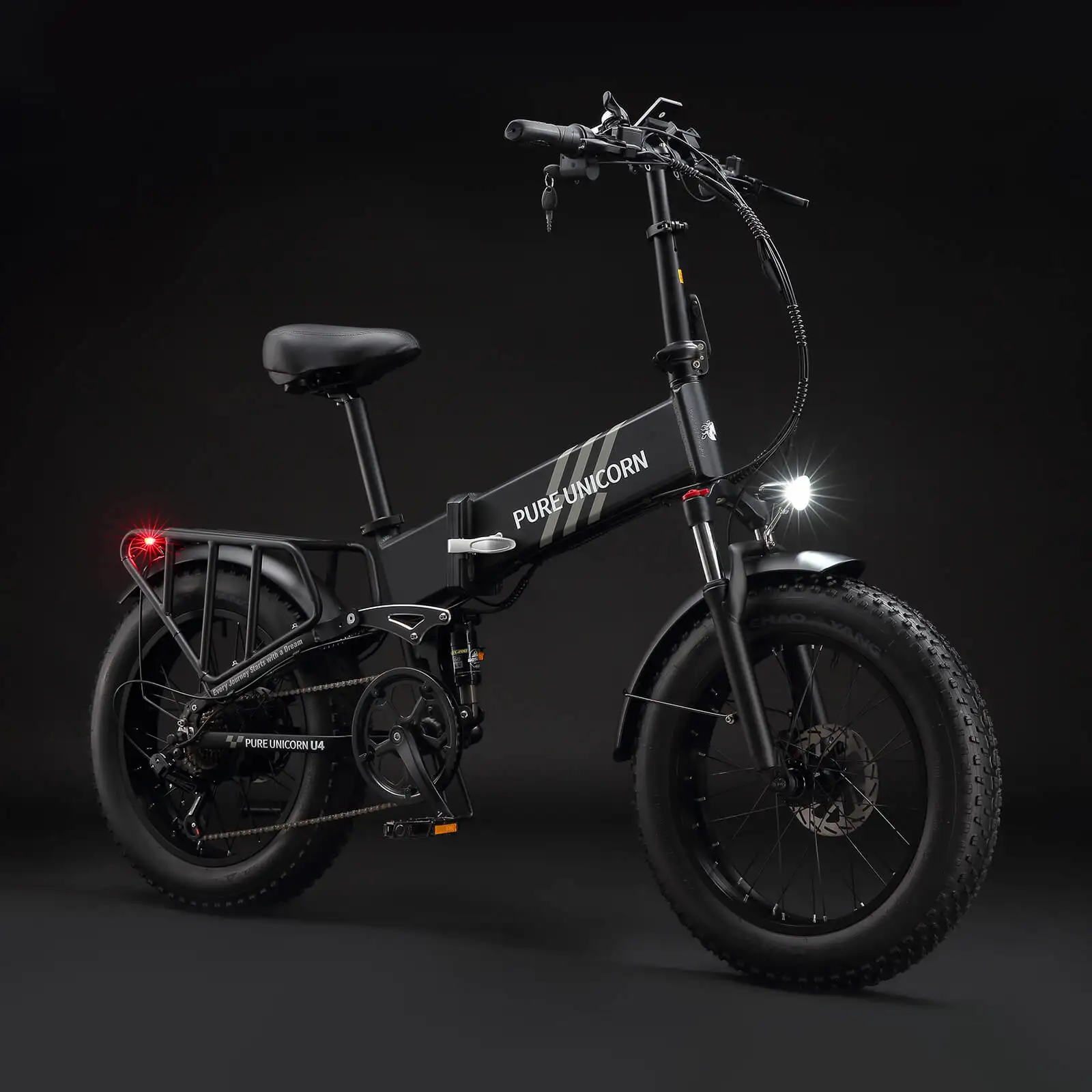 PURE UNICORN U4 1000W Fat Tire Electric Bike 48V Lithium Battery 750W Motor 60 km Range per Power Aluminum Frame Rear Hub Motor