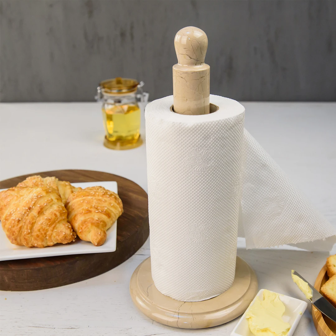 White Marble Toilet Paper Towel Roll Holder Standing Toilet Paper Towel