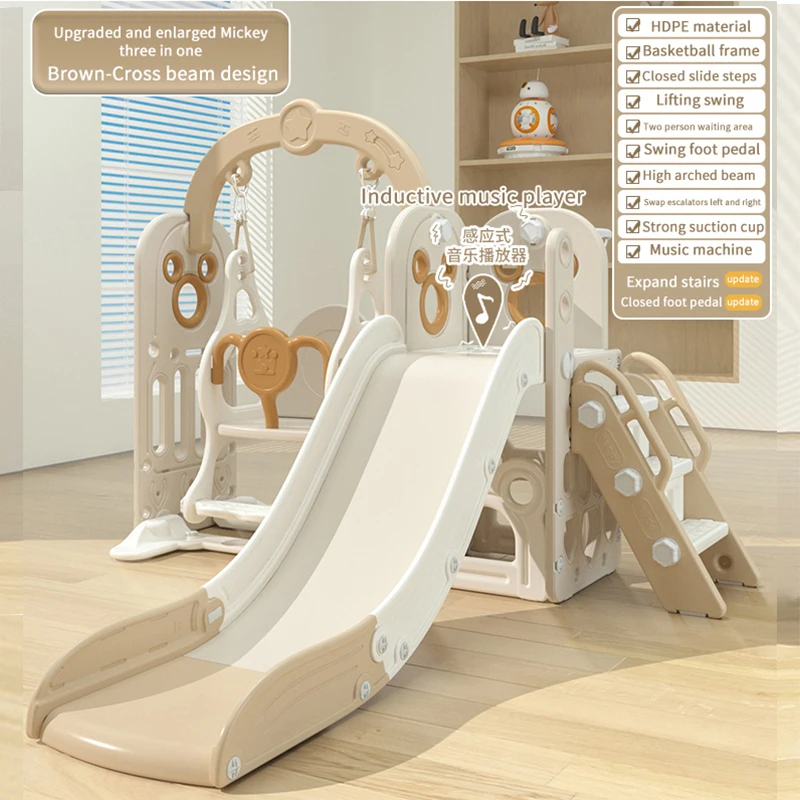 Indoor Home Plastic Slide Indoor Playground For Kids Swings And Slide ...