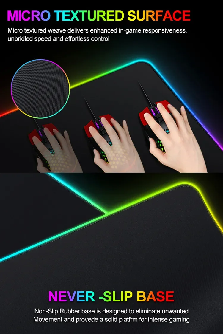 High Quality Large Sublimation Gaming Mouse Pad Xxl Rgb Led Lighting