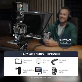 Neewer Teleprompter X14 III with RT113 Remote/App Control, 45 Tilt 14" Beamsplitter All Metal Frame Upgraded Camera Mount QR detail image