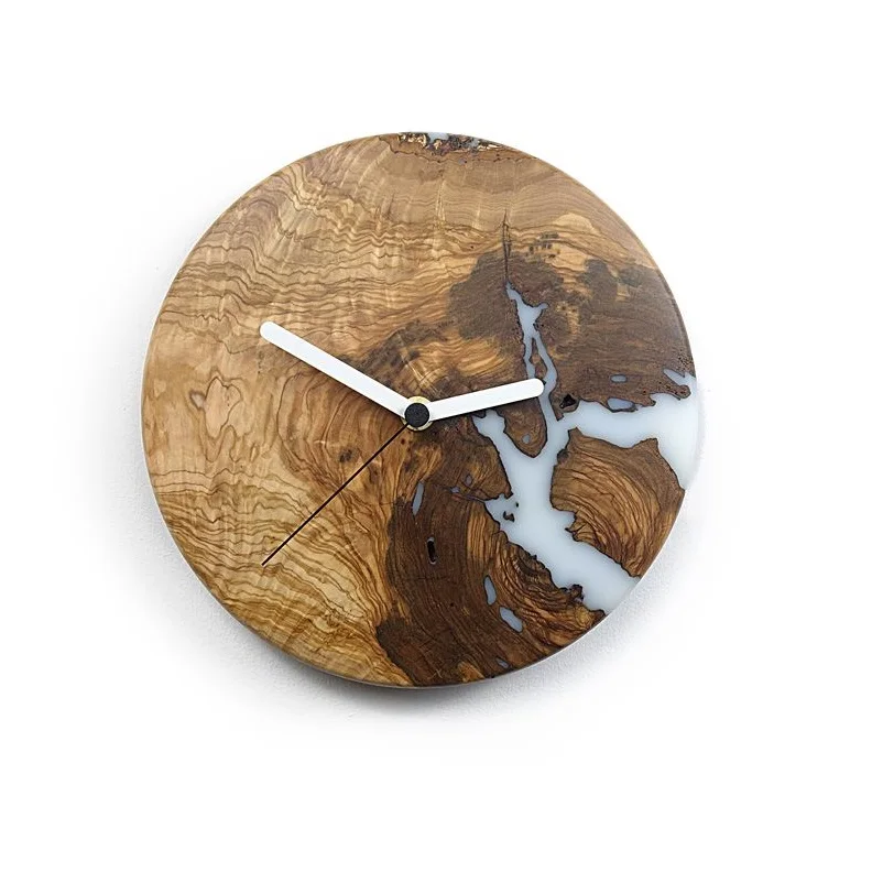 Reloj de madera y resina para decoración de pared, diseño moderno