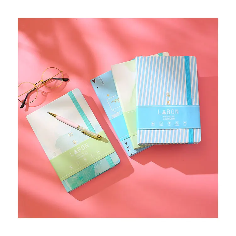 LABON New Arrivals Pink Custom Full Colors Four Seasons Theme Printing Leatherette Paper Cover A5 Dot Grid Notebook