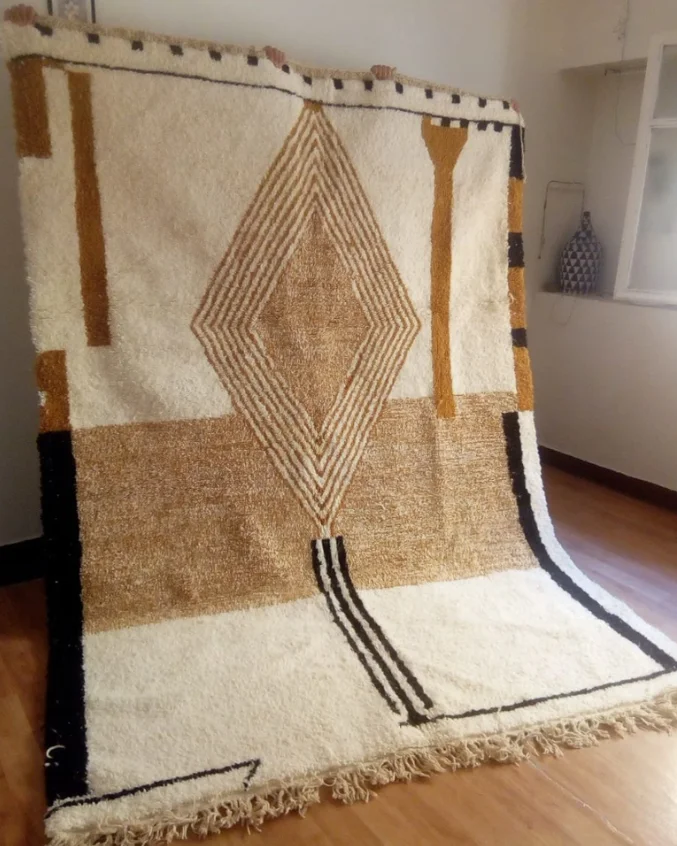 Wool Berber Moroccan Beni Ourain Rug Custom Made Living Room Rug