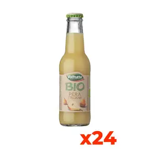 Valfrutta Premium Quality Italian Organic Pear Juice 200ml Glass Bottle 24 Bottles Fresh Fruit Rich in Vitamin C