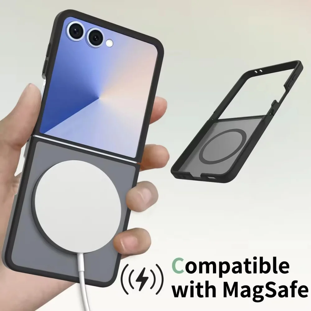 product case for samsung galaxy z flip 7 20mm thickened enhanced protection shockproof translucent matte skin feel magnetic laudtec-5
