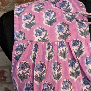 Women's Summer Cotton Dress Hand-Block Printed Tier Dress Solid Pattern Ruffles Sustainable Autumn/Summer Season