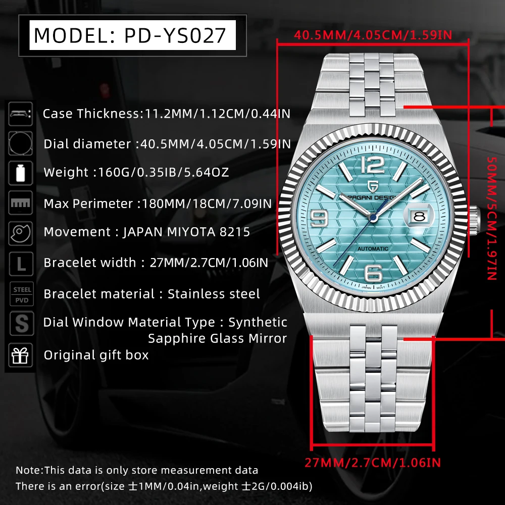 PAGANI DESIGN YS027 New Men's Watches 3D Rhombus Dial Luxury Automatic Watch for Men MIYOTA 8215 Movement Mechanical Wrist Watch