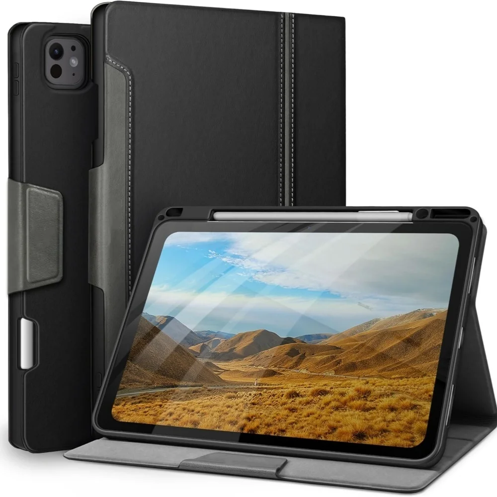 Pu Leather For Ipad Pro 13-Inch Case M4 (2024) Pen Holder Supports Pen Pro/ (Usb-C) Automatic Sleep/Wake Laudtec