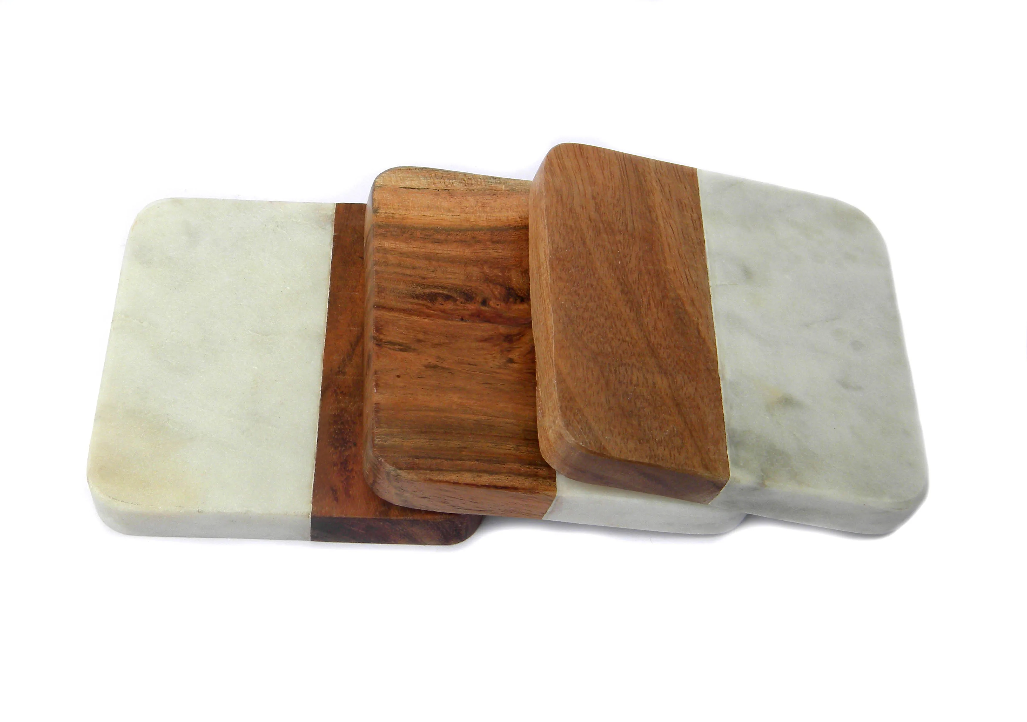 Черный мрамор с деревянной подставкой, декоративные экологически чистые подставки для напитков для кухонного стола