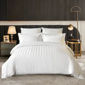 Wholesale Modern Style 100% Cotton White Bedding Sets Luxury Hotel Queen Size Bed Sheets Set Customized Pillowcases Duvet Covers