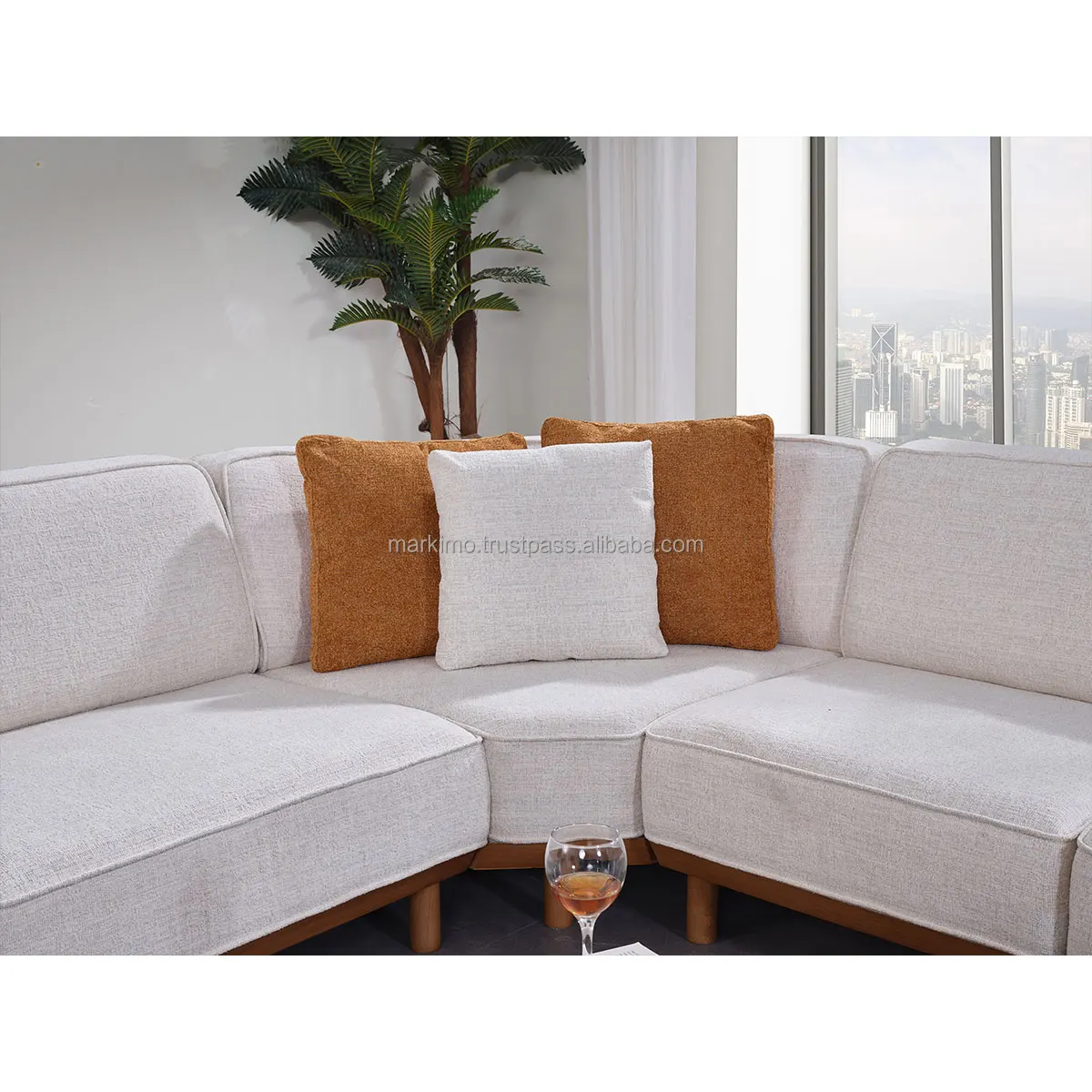 L Shape Folding Modular Corner Sofa Bed Turkish Furniture Rounded