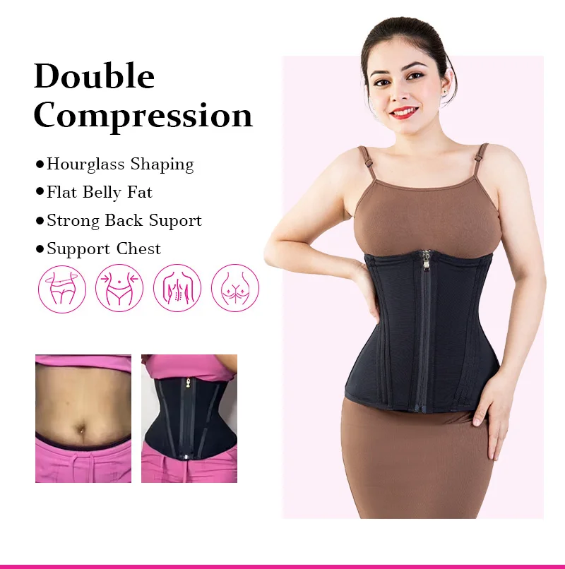 Powernet Good Quality 3-in-1 Underbust Corset Tummy Slimmer Invisible Shaping Girdle for Flat Stomach Waist Slimming Latex