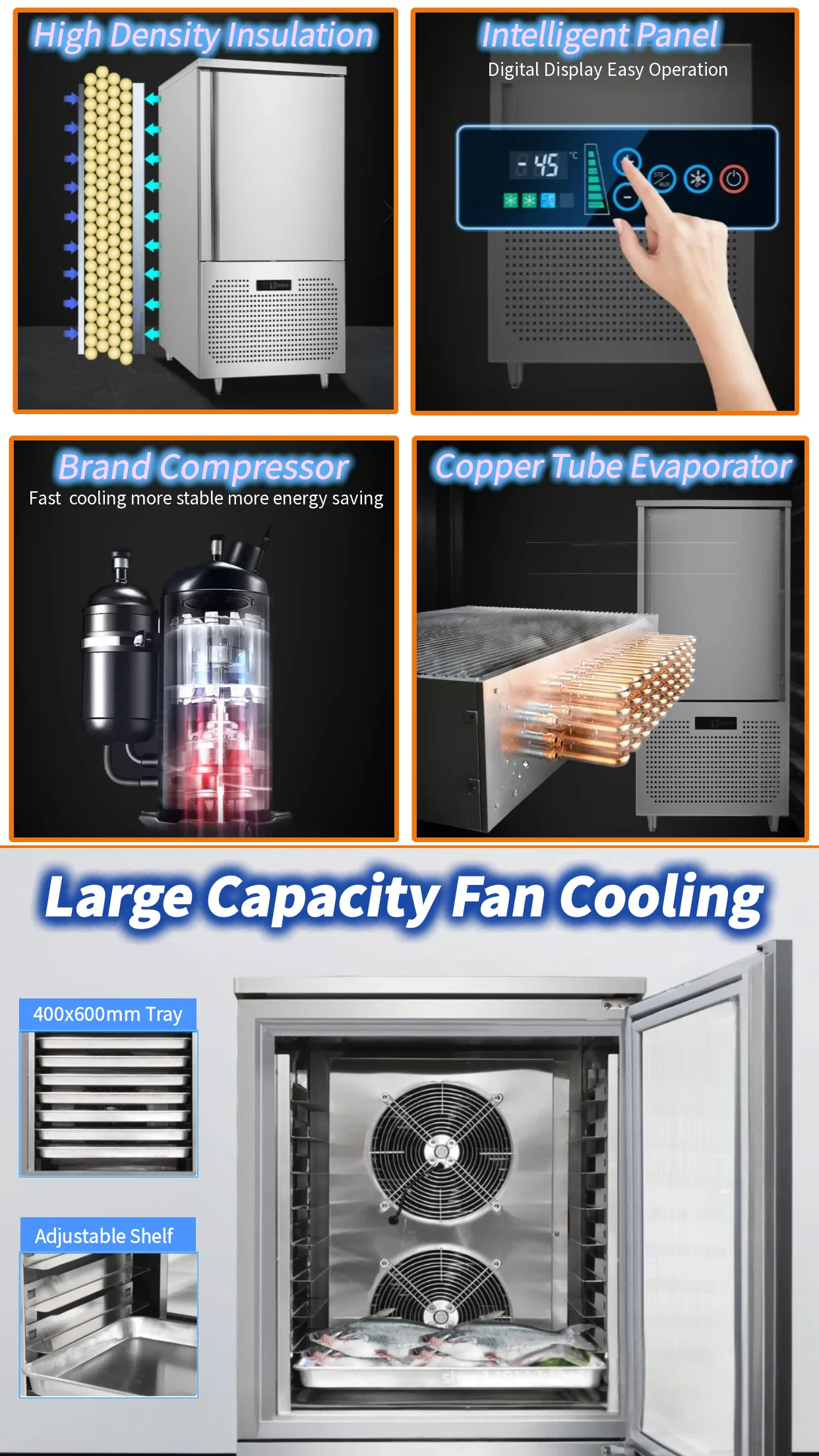 Low Temperature Small Instant Quick Frozen Blast Chiller Shock Fast Flash Freezing Equipment Refrigerator RAPID FREEZER Machine