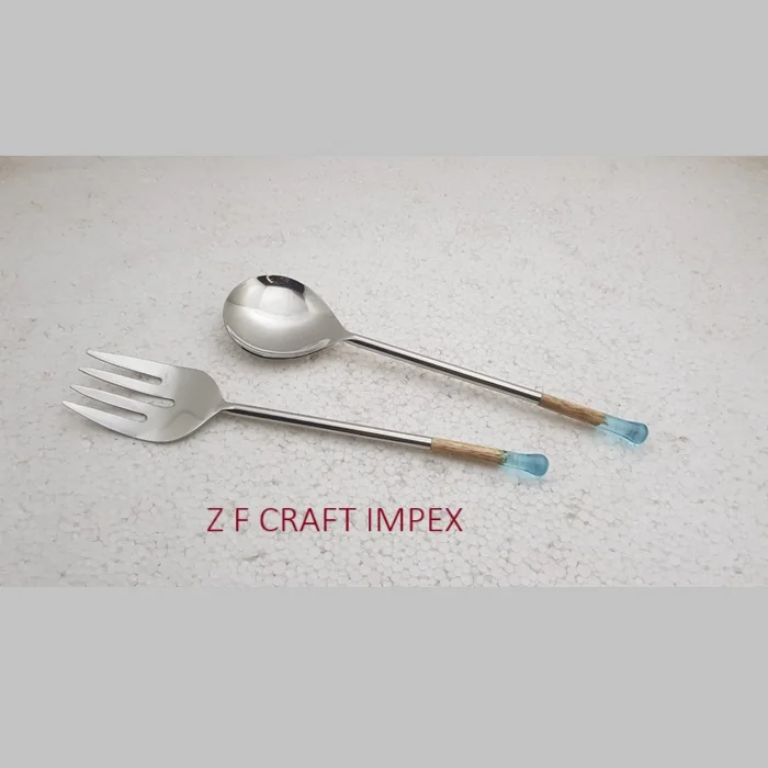 Серверный набор деревянных ручек из смолы с роскошным логотипом отеля Свадебный логотип индивидуальная цветная деревянная удобная ручка Сервировочные Ложки для кухни