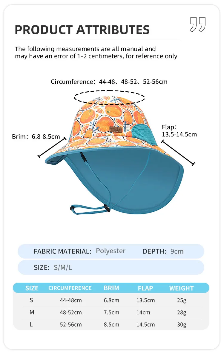 Summer Uv Protection Sun Visor Toddler Neck Cover Sun Protect Bucket