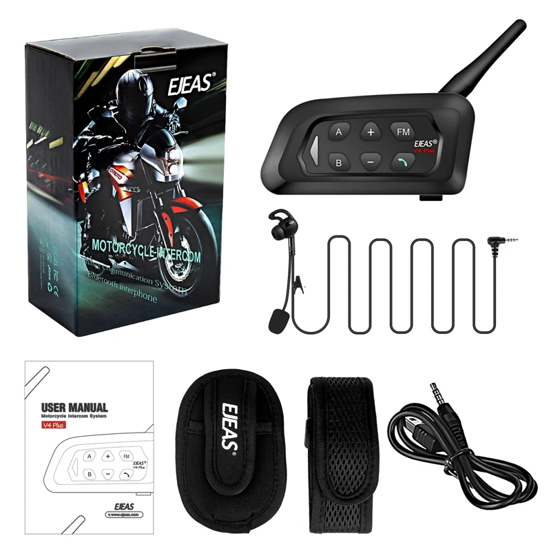 Ejeas V4C 1500m Range Bluetooth Competition 4 Person Football Walkie Talkie Long Range Soccer Referee Intercoms