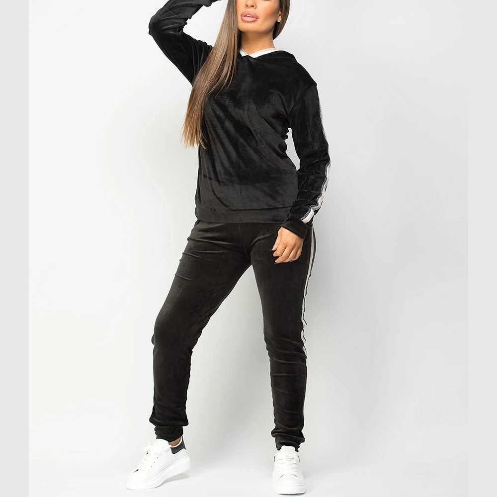 Plain Two Piece Jogger Set Women Plus Size Womens Jogger 2 Piece Tracksuit Sets Custom Workout 