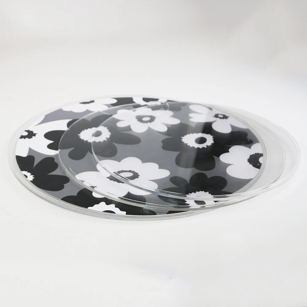 Custom Gloss Finish Round Paper Insert Acrylic Table Placemats And Coasters Multi Lucite