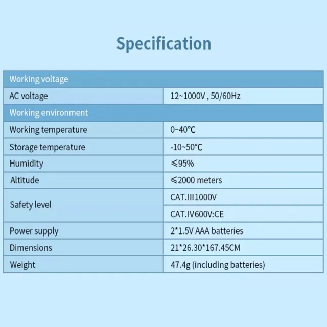 Wintact Wt3010 Led Ac Voltage Tester Non-contact Detector Pen 12-1000v ...