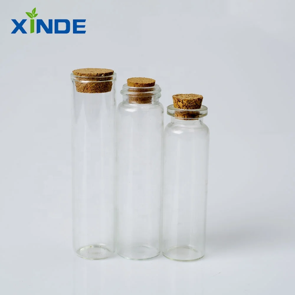 Hot Sale Empty Clear Tubular Vial Wishing Glass Bottle With Cork Stopper