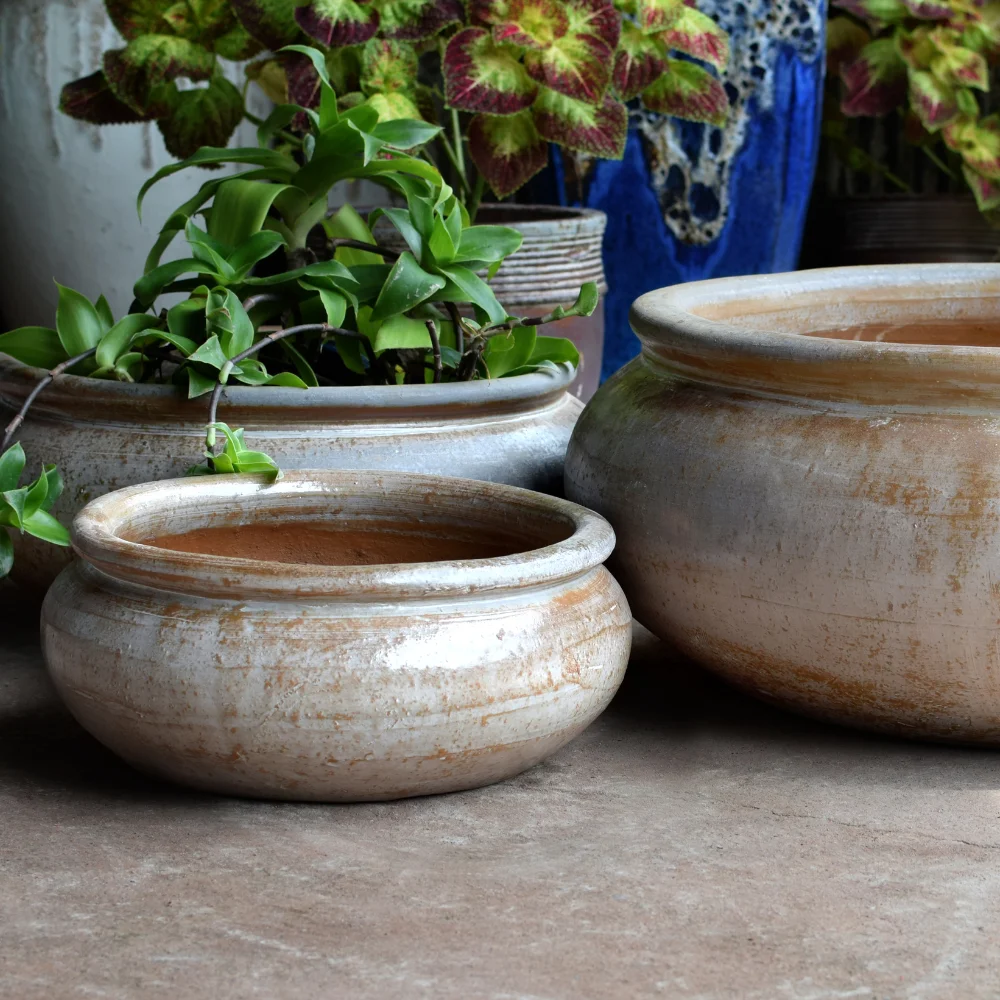 Go1062 Vietnam Glazed Ceramic Pot Garden Outdoor Antique Flower