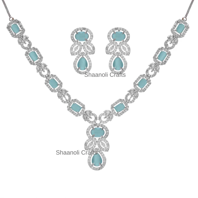 Traditional American Diamond Necklace Set With Stones Indian Bridal