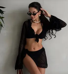 Women's 4-Piece Set of Beachwear Bikini and Pareo