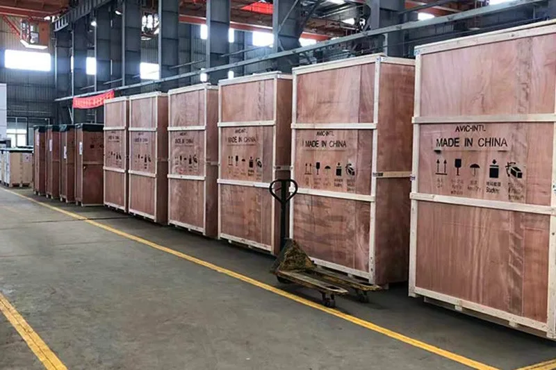 Export shipment crates in warehouse