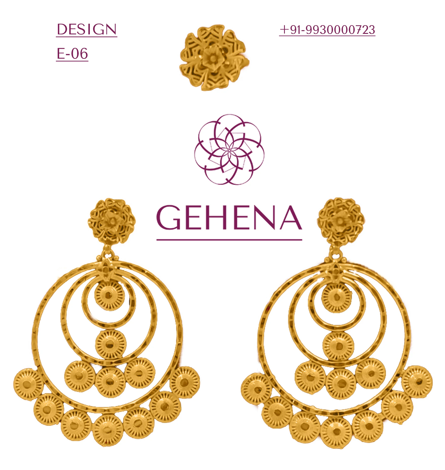 5 Gramme 24k Gold Plated Earring Set Boucles D'oreilles Bague De Luxe