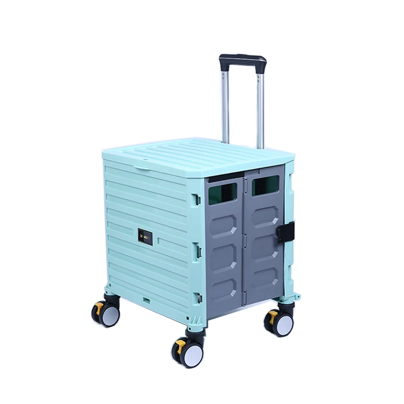 Изысканный пластиковый в 4-х цветах с квадратным служебный чехол тележка крышкой тележка складная корзина для покупок, пластиковая тележка