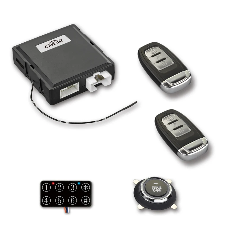 PKE Smart Key Car Alarm Keyless Push Button Start System with Remote Engine Start and Shock Sensor