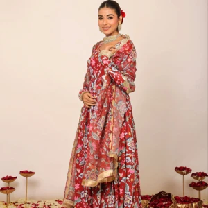 The Mesmerizing Pink Hue Serves As The Backdrop For An Intricate And Lively Multicolor Print Summer Wear For Women At Low Price